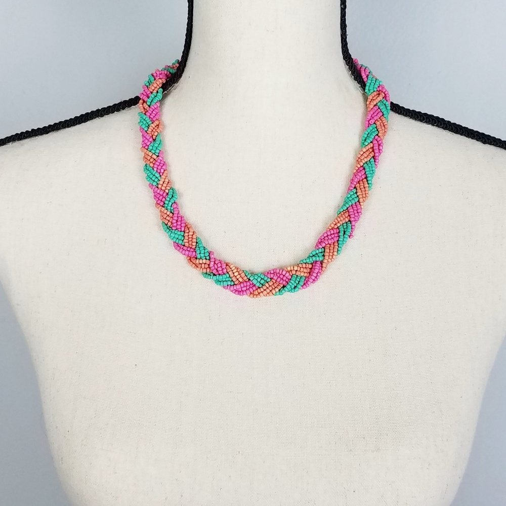 🌹Vintage Braided Multi Strand Bead Boho Necklace